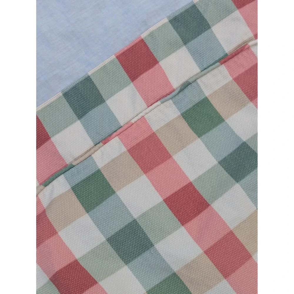 Vintage California King Bed Skirt Heavyweight Plaid Tailored Pleated Dust Ruffle